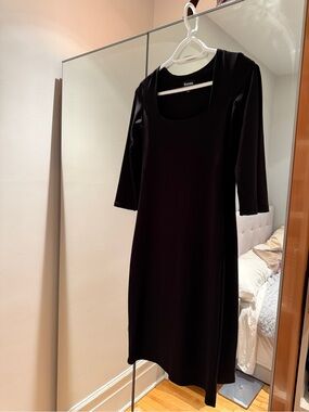 Black Square Neck Midi Dress